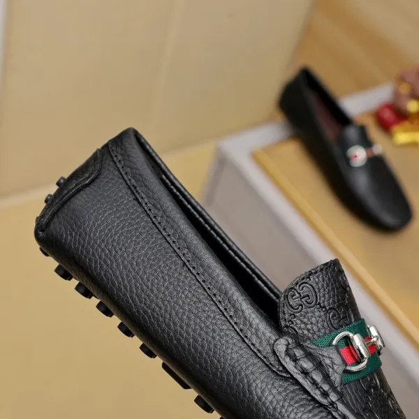 Gucci Horsebit Loafer Black Guccissima Leather Loafers - 9