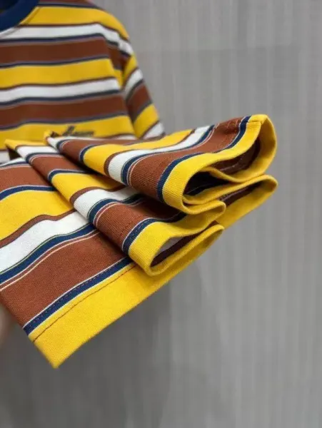 Design Multicolor Striped Ringer Tee with Navy Trim T-Shirt T-Shirts - 3