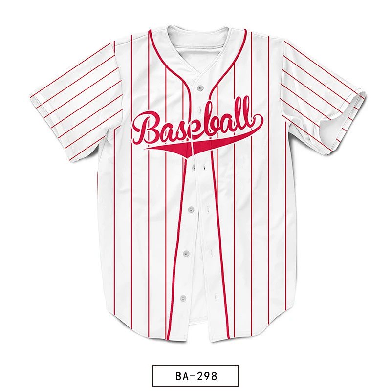 Baseball Pinstripe Jersey White / Red