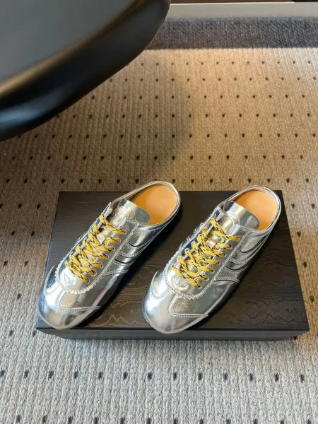 Design Mule Sneaker Green and Yellow Lace-Up Slip-On Sneakers - 24