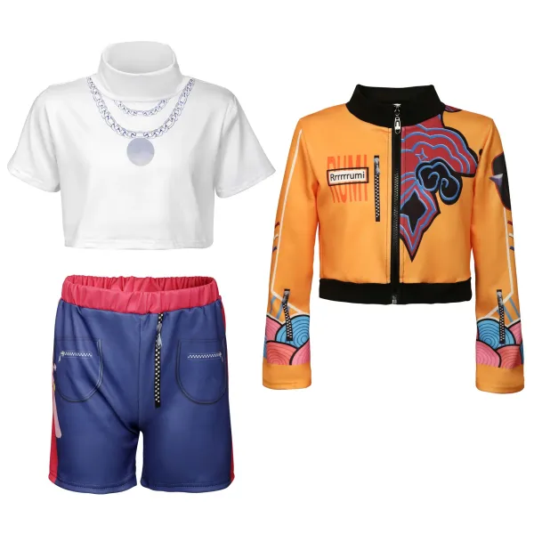 Design Graphic Crop Top and Paneled Joggers Set Multicolor Activewear - 10