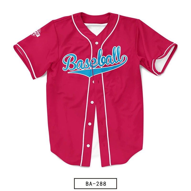 Design Baseball Jersey Pink with Blue Script