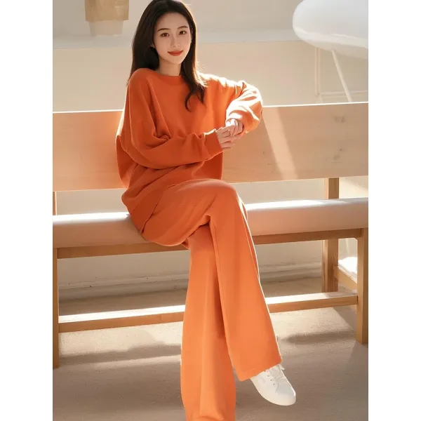 Design Oversized Orange Sweater and Wide-Leg Pants Set - 7