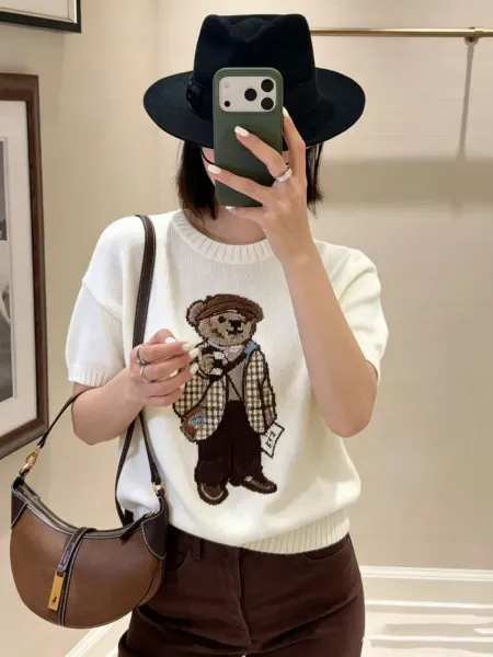 Ralph Lauren Polo Bear Knit Short-Sleeve Sweater Navy - 5