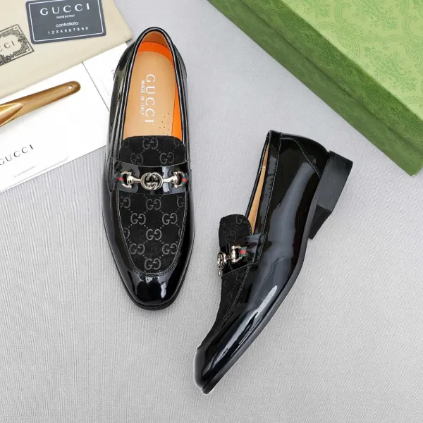 Gucci Horsebit Loafer Black Patent Leather GG Monogram Loafers - 9
