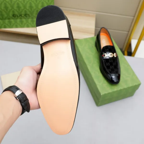 Gucci Horsebit Loafer Black Patent Leather GG Monogram Loafers - 5