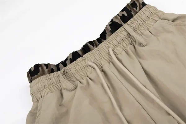 Design Wide-Leg Cargo Pants White with Leopard Waistband - 8