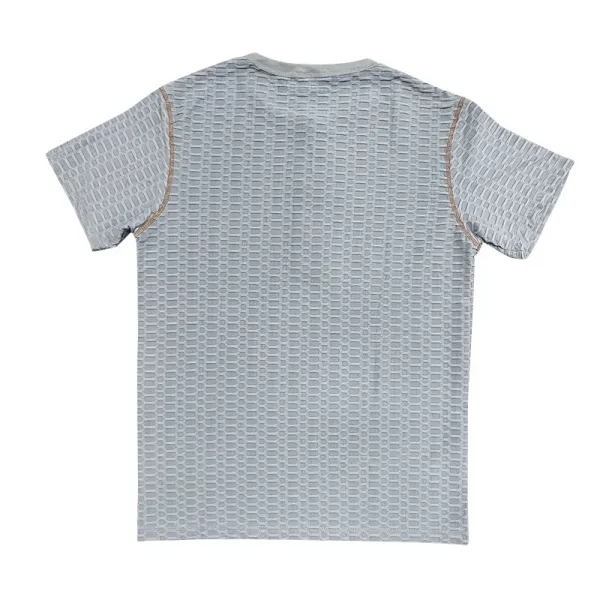 Design Henley T-Shirt Teal Textured - 40