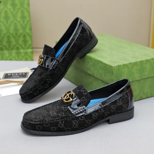 Gucci GG Marmont Loafers Black Monogram Suede Loafers - 1