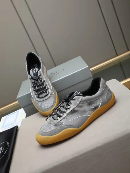 Prada Re-Nylon Mesh Sneakers Gray and Amber - 8