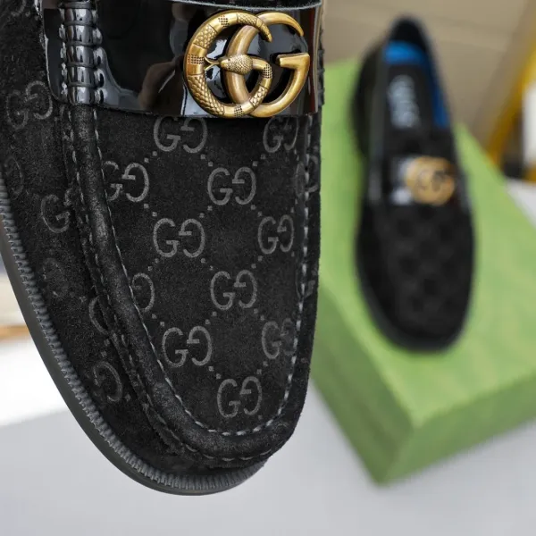 Gucci GG Marmont Loafers Black Monogram Suede Loafers - 7