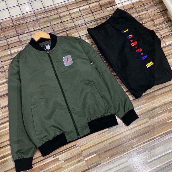 Air Jordan Bomber Jacket Black and Olive Green Outerwear - 5