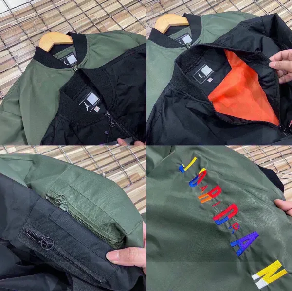 Air Jordan Bomber Jacket Black and Olive Green Outerwear - 9
