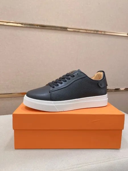 Design Santoni Perforated Leather Sneakers Navy Blue Sneakers - 6