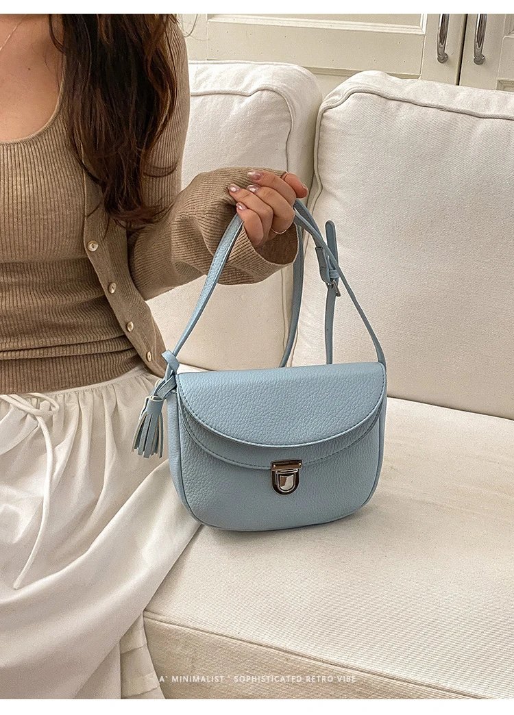 Design Saddle Bag Beige Crossbody Bag - 31