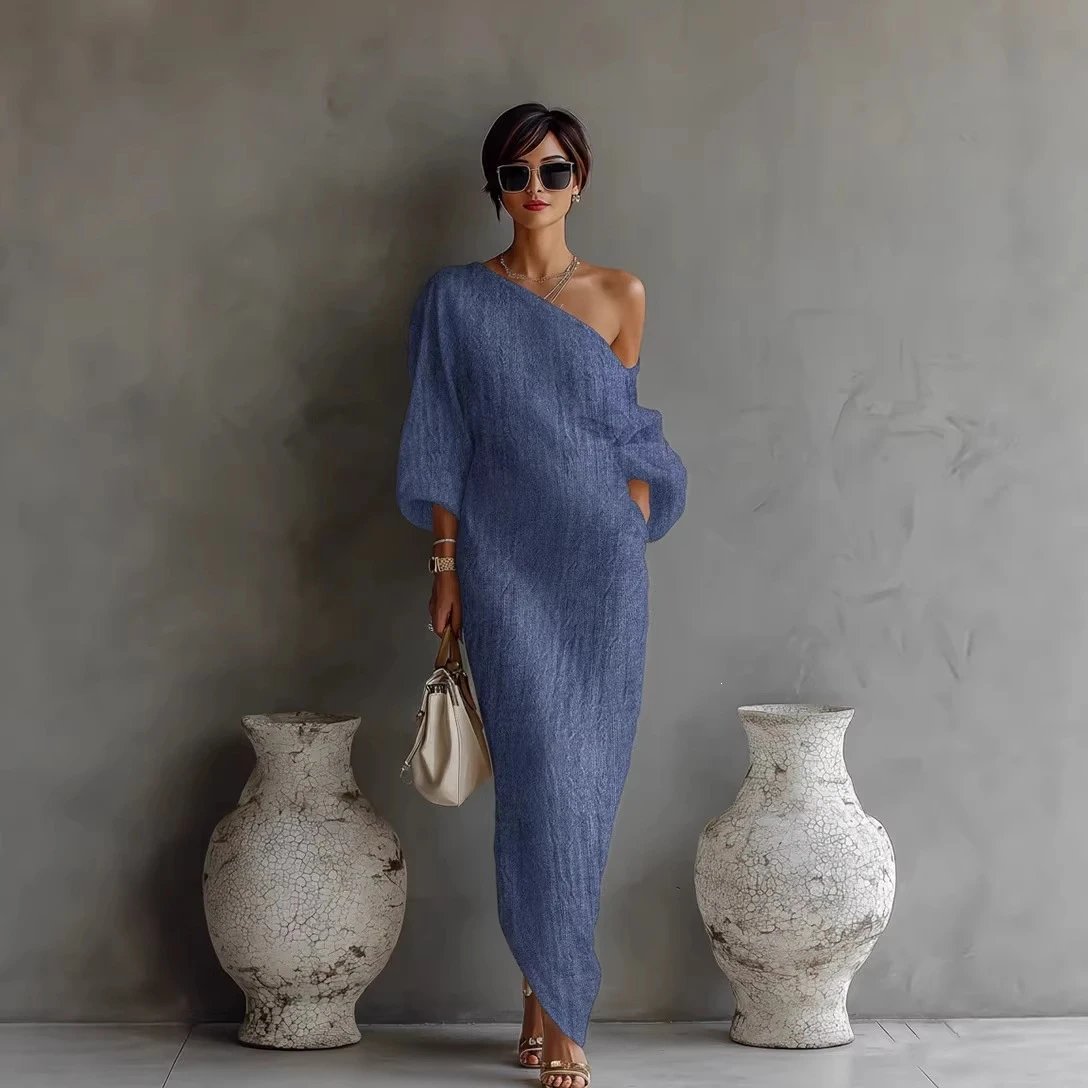 White Linen One Shoulder Maxi Dress