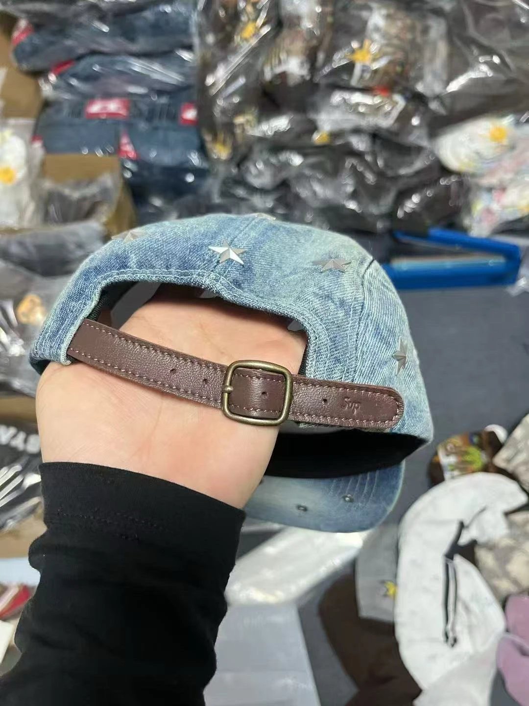 Supreme Denim Star-Studded Five-Panel Cap Light Blue Hats - 10