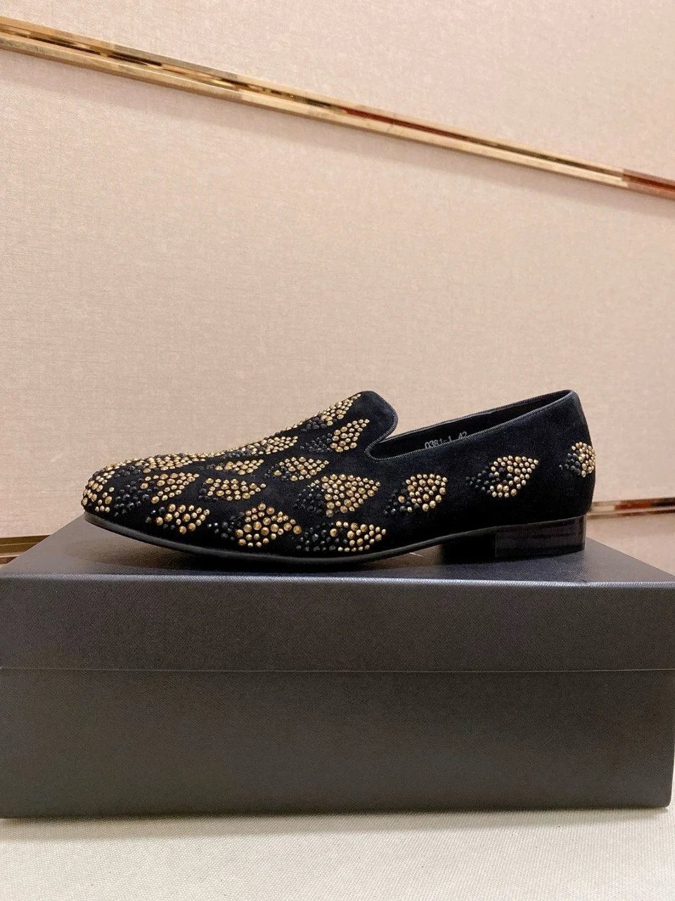Design Giuseppe Zanotti Crystal-Embellished Velvet Loafers Blue Black Loafers - 14