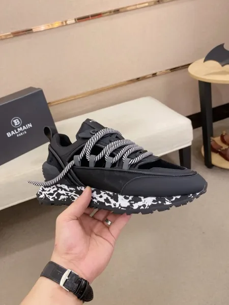 Balmain B-Mesh Sneakers Black and White Camo Chunky Sneakers - 2