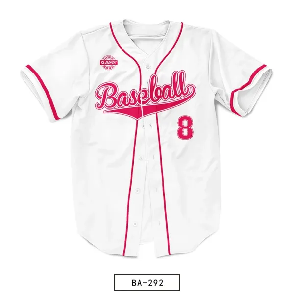 Design Baseball Jersey White Pink Number 8 - 1