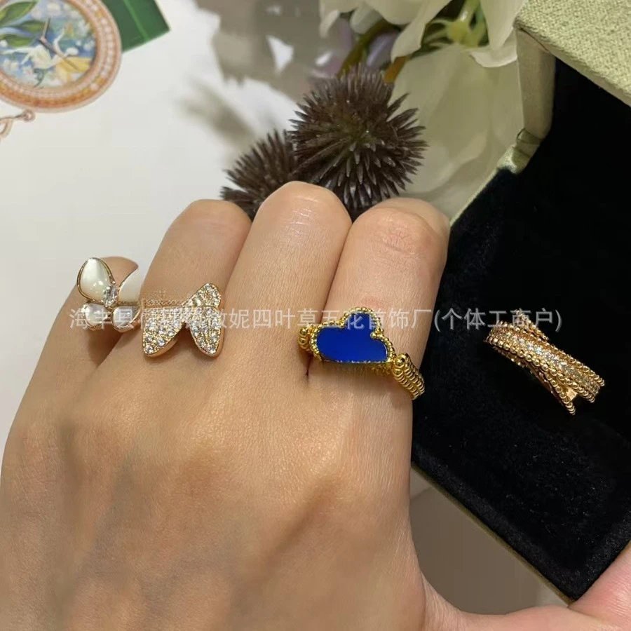 Van Cleef &amp; Arpels Vintage Alhambra Heart Blue Red Gold Earrings