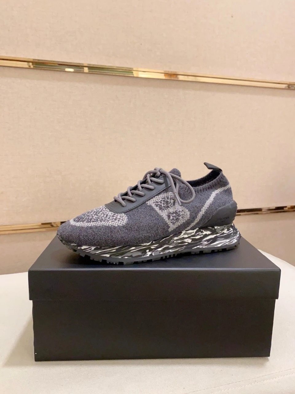 Balenciaga Track Trainer Gray Knit with Marble Sole Sneakers Chunky Sneakers - 10