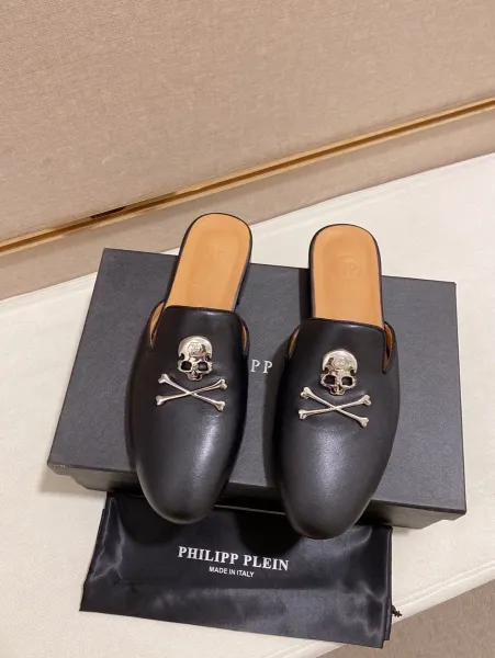 Versace Medusa Head Black Leather Mule Slipper - 13