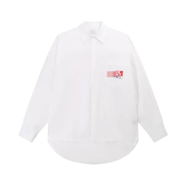 Design Oversized Button-Up Shirt White Tops Shirt - 1
