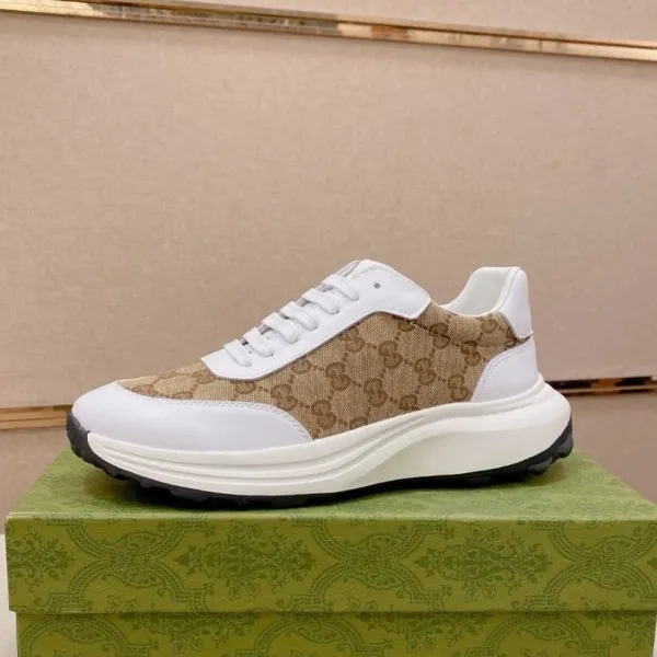Gucci Rhyton GG Canvas Beige and White Chunky Sneakers - 1