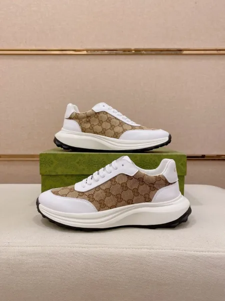 Gucci Rhyton GG Canvas Beige and White Chunky Sneakers - 5