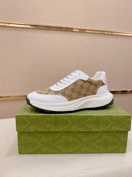 Gucci Rhyton GG Canvas Beige and White Chunky Sneakers - 10