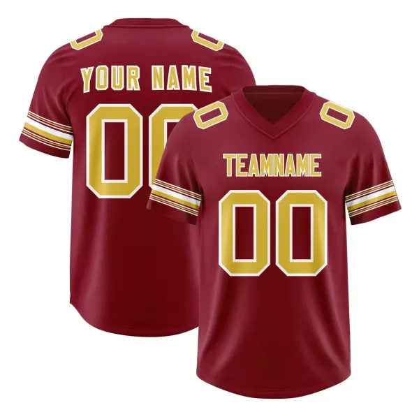 Design Custom Football Jersey Burgundy with Gold Accents Jersey - 1