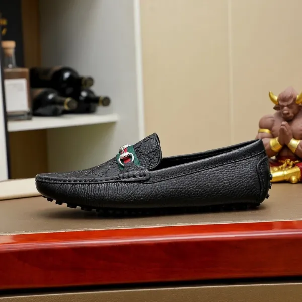 Gucci Horsebit Loafer Black Guccissima Leather Loafers - 7