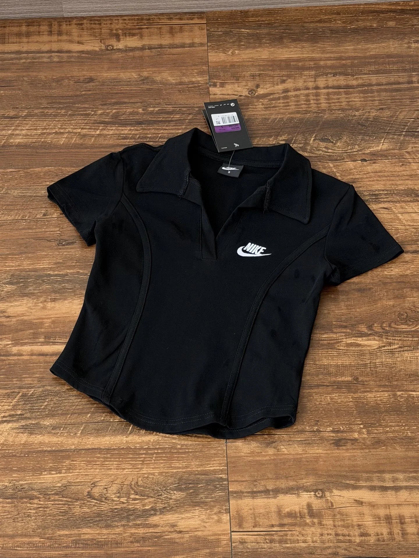 Nike Polo Black Short-Sleeve Cropped Top