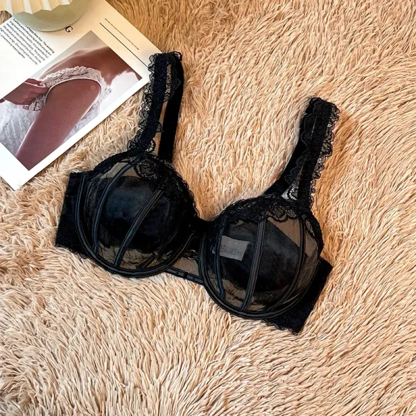 Design Black Lace Mesh Cage Bralette Underwear - 1