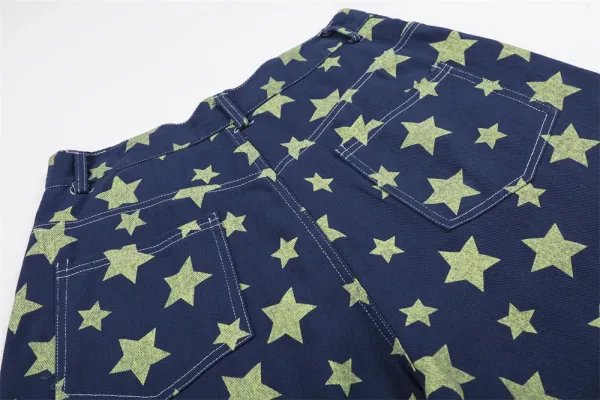 Design Star Print Denim Shorts Navy - 14