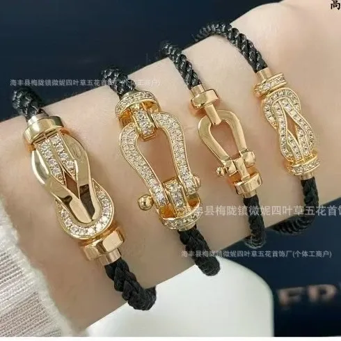FRED Force 10 Diamond Bracelet Rose Gold Gray Cord Jewelry - 14