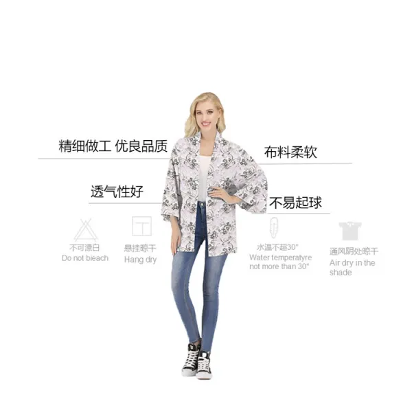 Design Floral Print Beige Blazer Outerwear Blazer - 3