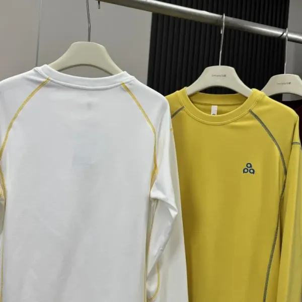Alo Yoga Long Sleeve Base Layer White with Yellow Stitching - 6