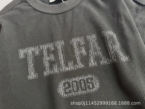 Telfar Thermal Waffle Knit Crewneck Sweatshirt Olive Green Sweater - 4