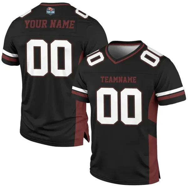 Design Custom Football Jersey Black Burgundy White Jersey - 1