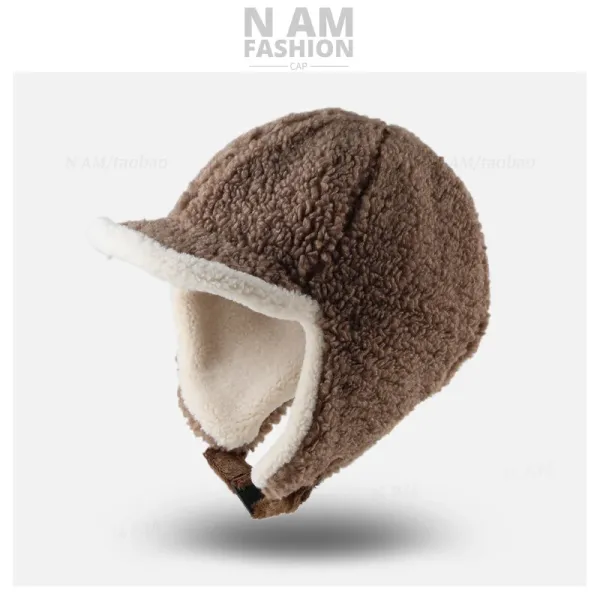 Design N AM Fashion Aviator-Style Fleece Hat Black Hats - 2