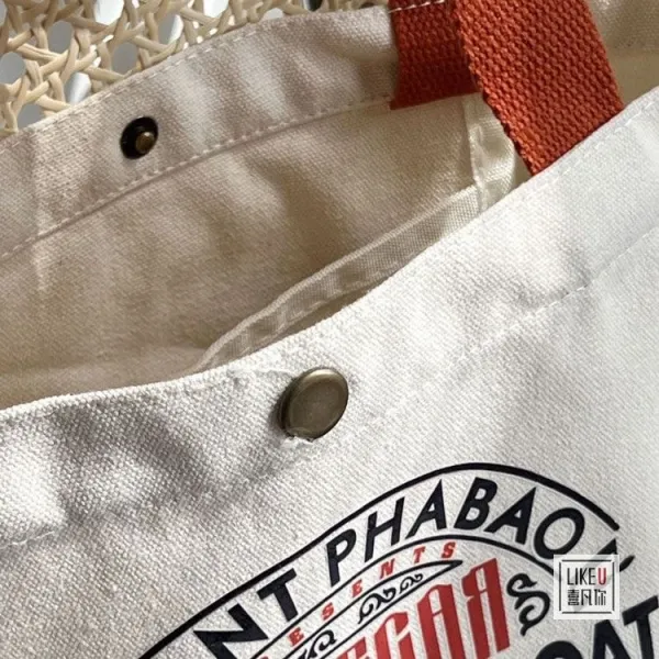 Design Bakery Print Canvas Tote Bag White with Rust Handles Tote Bag - 39