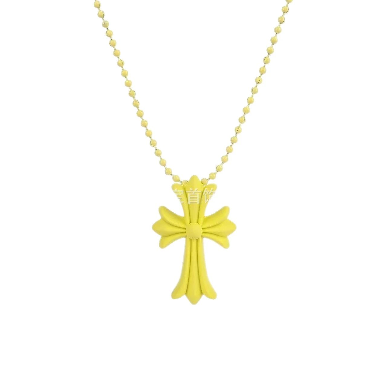 Acrylic Cross Pendant Necklace Assorted Colors Fashion Statement Jewelry