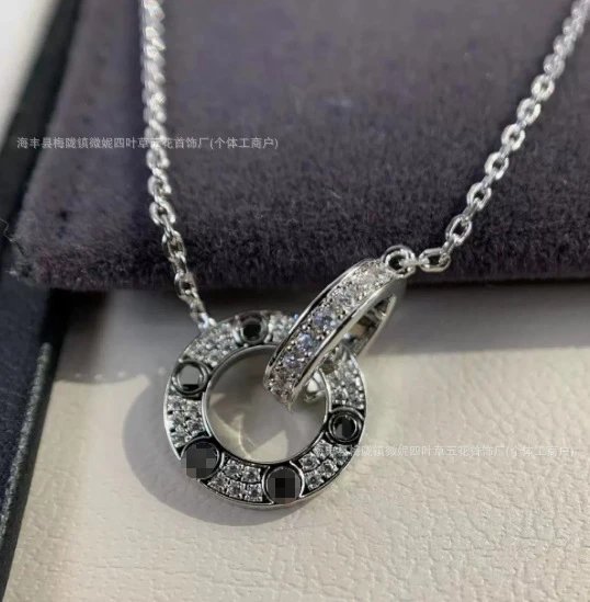 Cartier Love Pendant Necklace Gold and Platinum with Diamonds Jewelry - 16