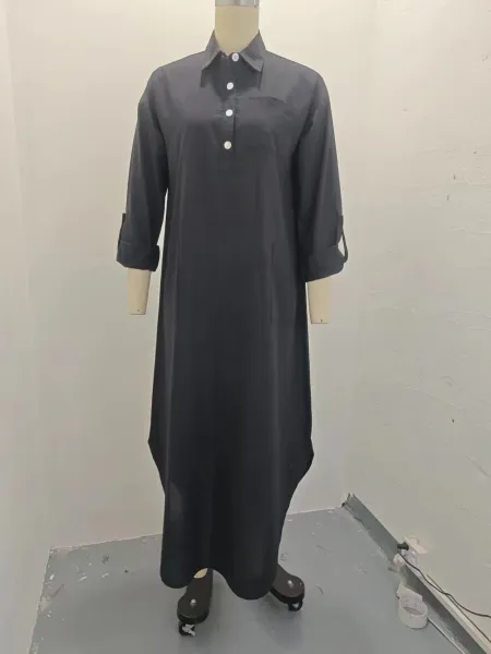 Design Linen Shirt Dress Light Blue Casual-Dress - 10