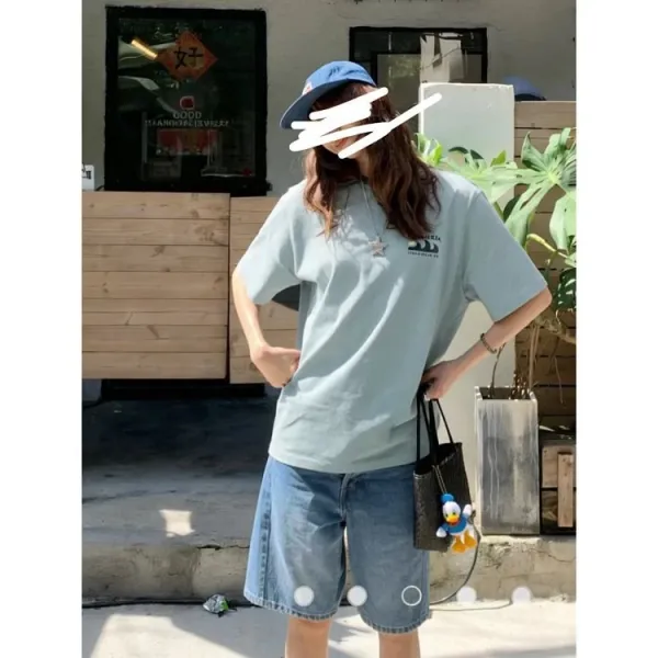 Design Columbia Graphic Mountain Print T-Shirt Light Blue T-Shirt T-Shirts - 19