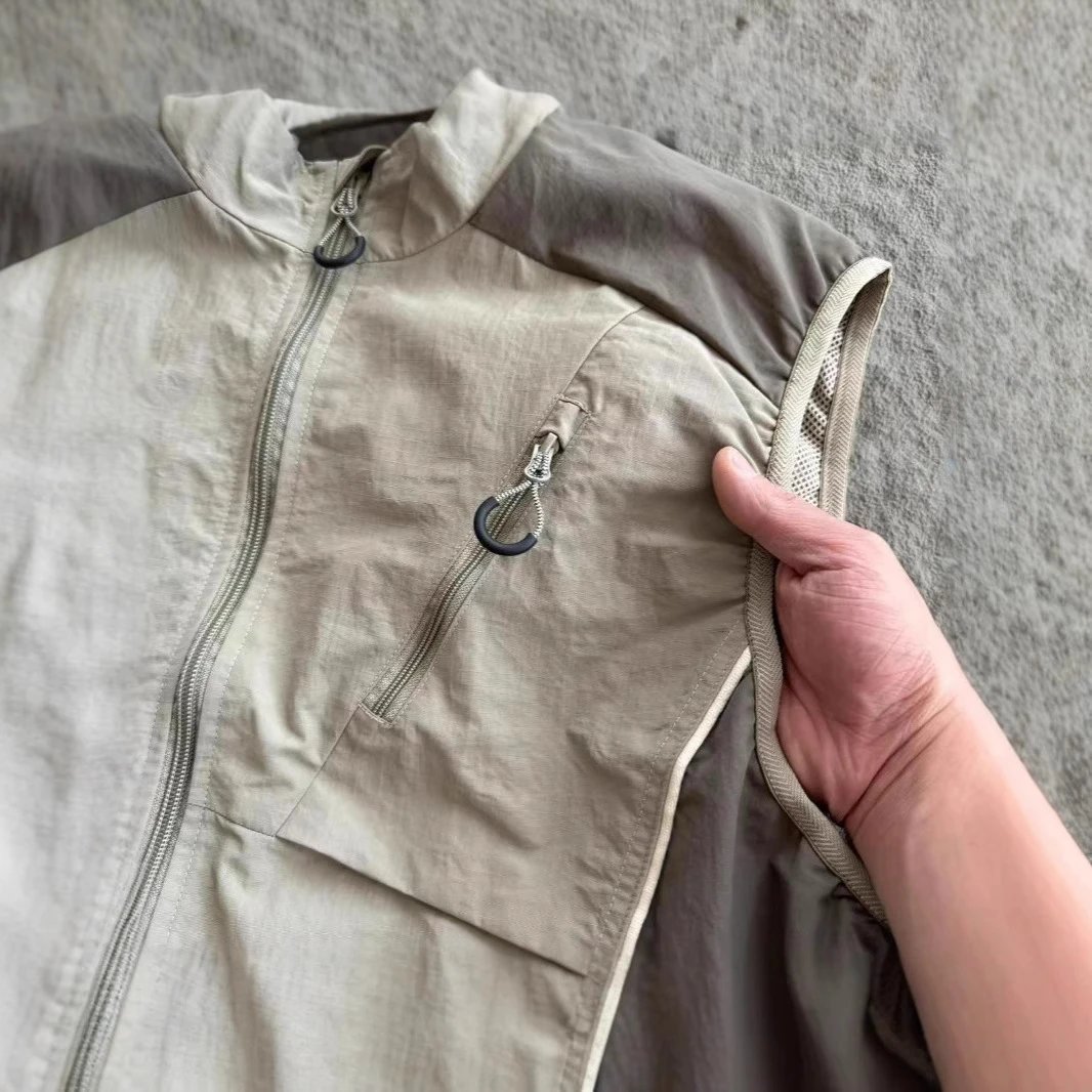 Outdoor Vest Gray Black Utility Sleeveless Jacket