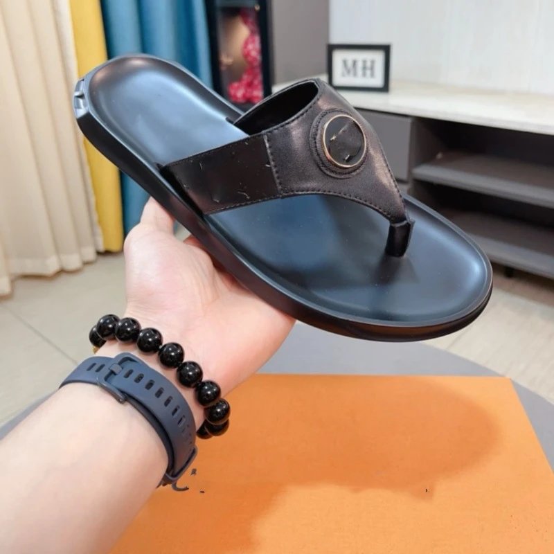 Louis Vuitton Monogram Check Thong Sandal Black Slippers - 11