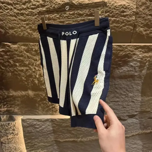 Polo Ralph Lauren Striped Mesh Shorts Navy and White - 3